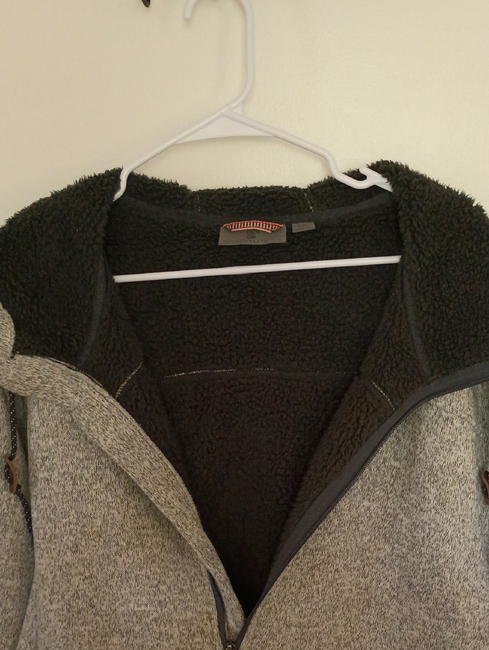 Men's Gray Zip-Up Sherpa Lined Sweater Hoodie
